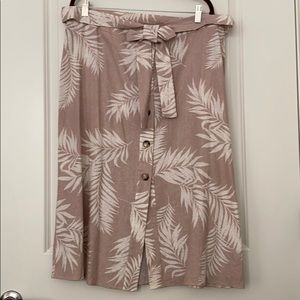 Primark Mauve Pink Plant Midi Skirt NWT